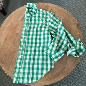 Jcrew button down, green/white big check NWT